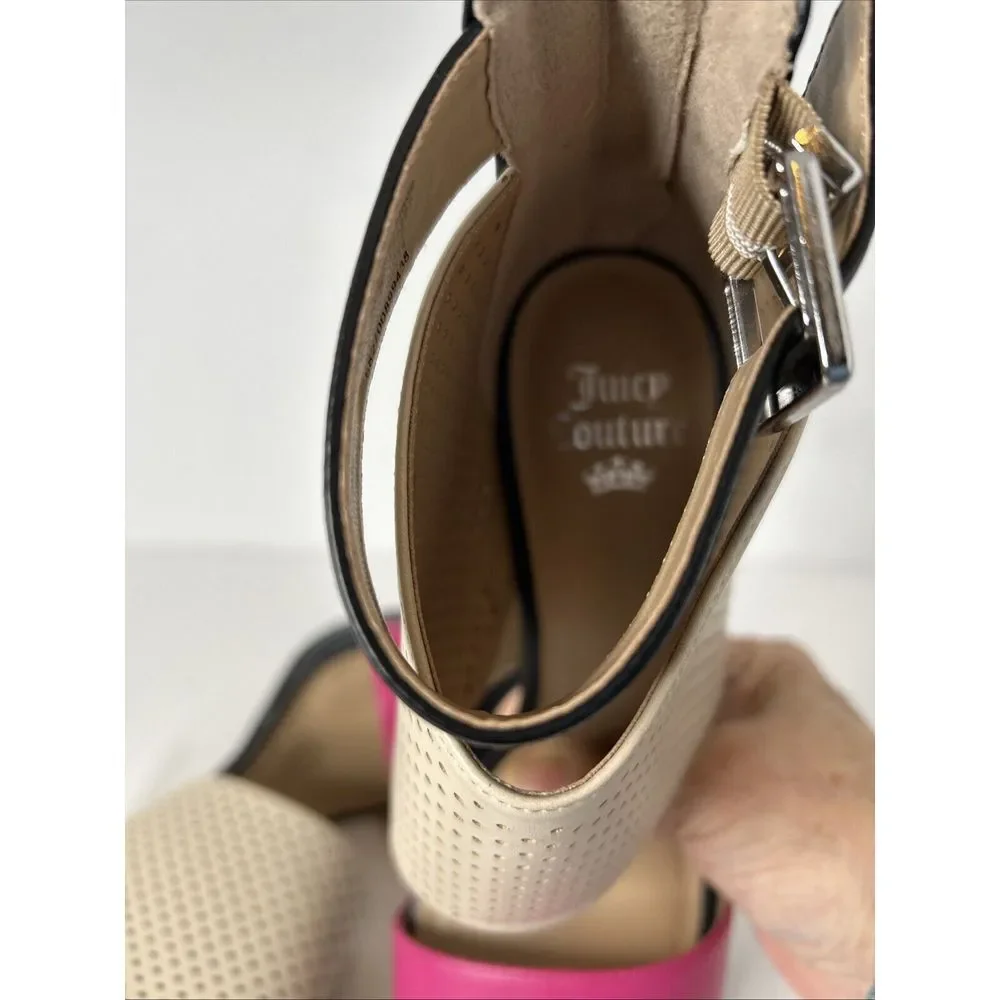 Juicy Couture Atarah Ice Perforated Strapped Stiletto Platform Pumps Sz 8.5M New - Picture 7 of 10